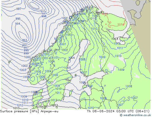 Luchtdruk (Grond) Arpege-eu do 06.06.2024 03 UTC