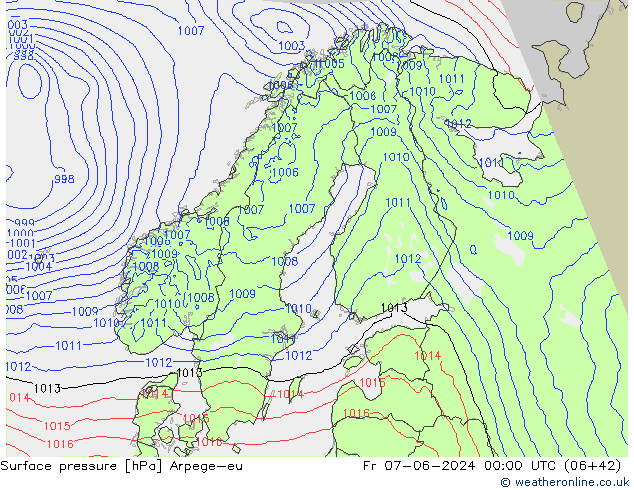 Surface pressure Arpege-eu Fr 07.06.2024 00 UTC