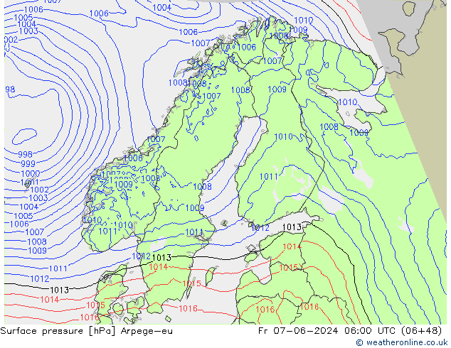 Bodendruck Arpege-eu Fr 07.06.2024 06 UTC