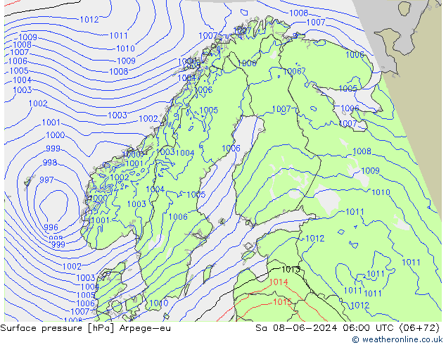 ciśnienie Arpege-eu so. 08.06.2024 06 UTC