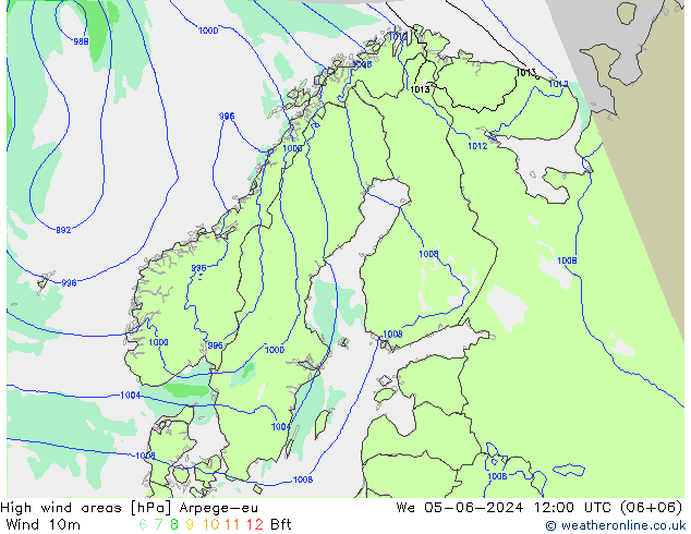 High wind areas Arpege-eu mié 05.06.2024 12 UTC