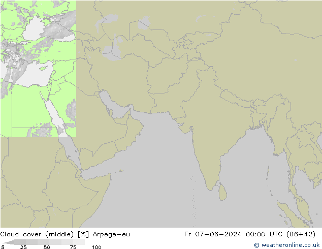 Nuages (moyen) Arpege-eu ven 07.06.2024 00 UTC