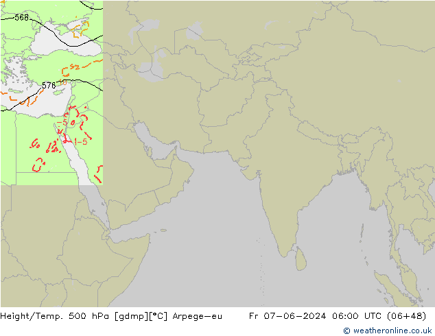 Height/Temp. 500 hPa Arpege-eu ven 07.06.2024 06 UTC