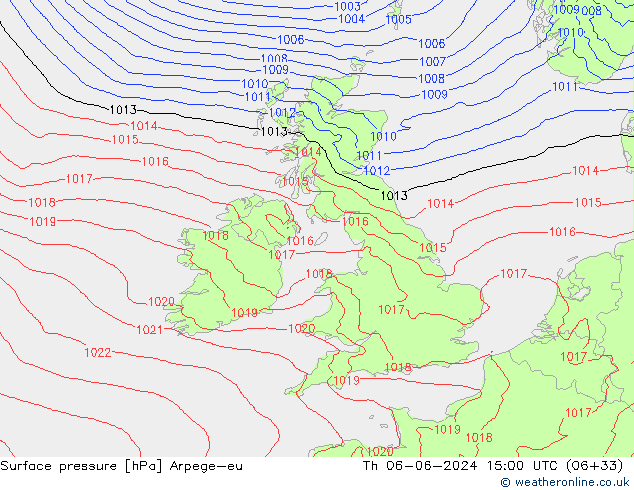 pressão do solo Arpege-eu Qui 06.06.2024 15 UTC