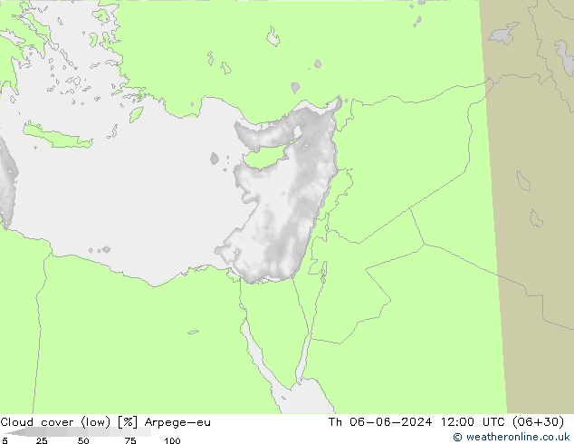 nízká oblaka Arpege-eu Čt 06.06.2024 12 UTC
