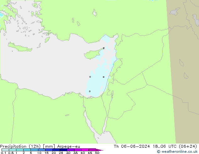 Precipitação (12h) Arpege-eu Qui 06.06.2024 06 UTC