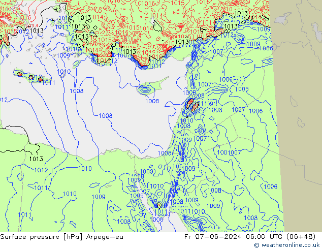 Bodendruck Arpege-eu Fr 07.06.2024 06 UTC