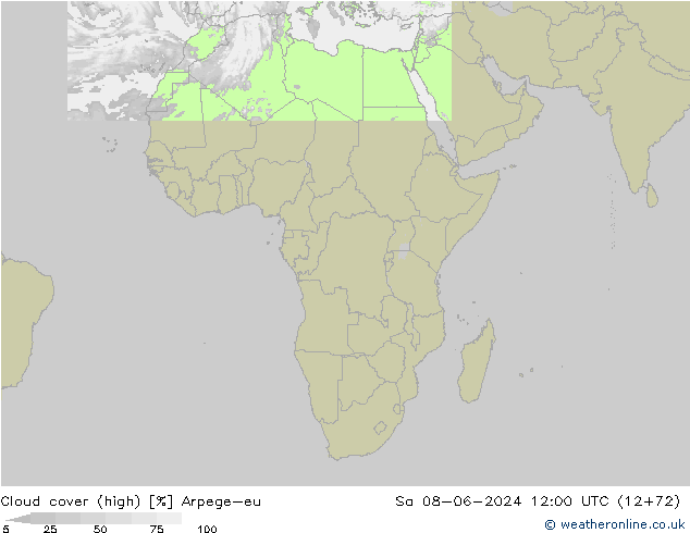 Nuages (élevé) Arpege-eu sam 08.06.2024 12 UTC