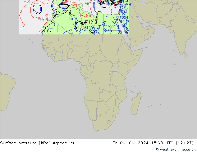 приземное давление Arpege-eu чт 06.06.2024 15 UTC