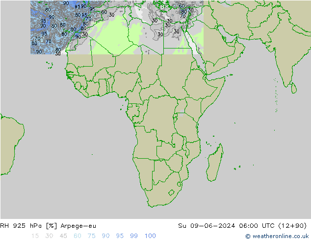 925 hPa Nispi Nem Arpege-eu Paz 09.06.2024 06 UTC