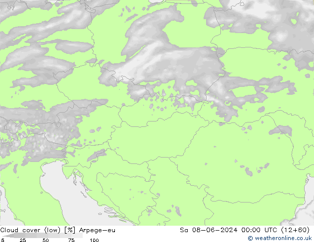 nízká oblaka Arpege-eu So 08.06.2024 00 UTC