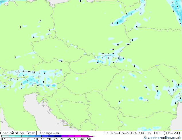 Precipitation Arpege-eu Th 06.06.2024 12 UTC