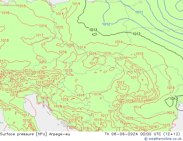 приземное давление Arpege-eu чт 06.06.2024 00 UTC