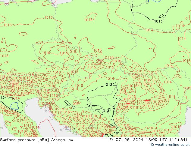 Luchtdruk (Grond) Arpege-eu vr 07.06.2024 18 UTC