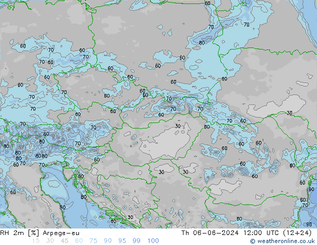 RH 2m Arpege-eu Th 06.06.2024 12 UTC
