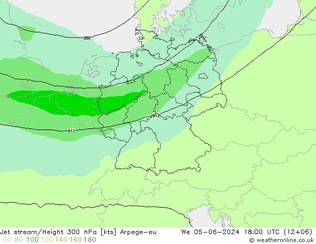 Jet stream/Height 300 hPa Arpege-eu We 05.06.2024 18 UTC