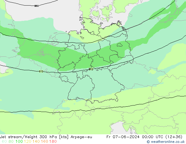 Jet stream Arpege-eu Sex 07.06.2024 00 UTC