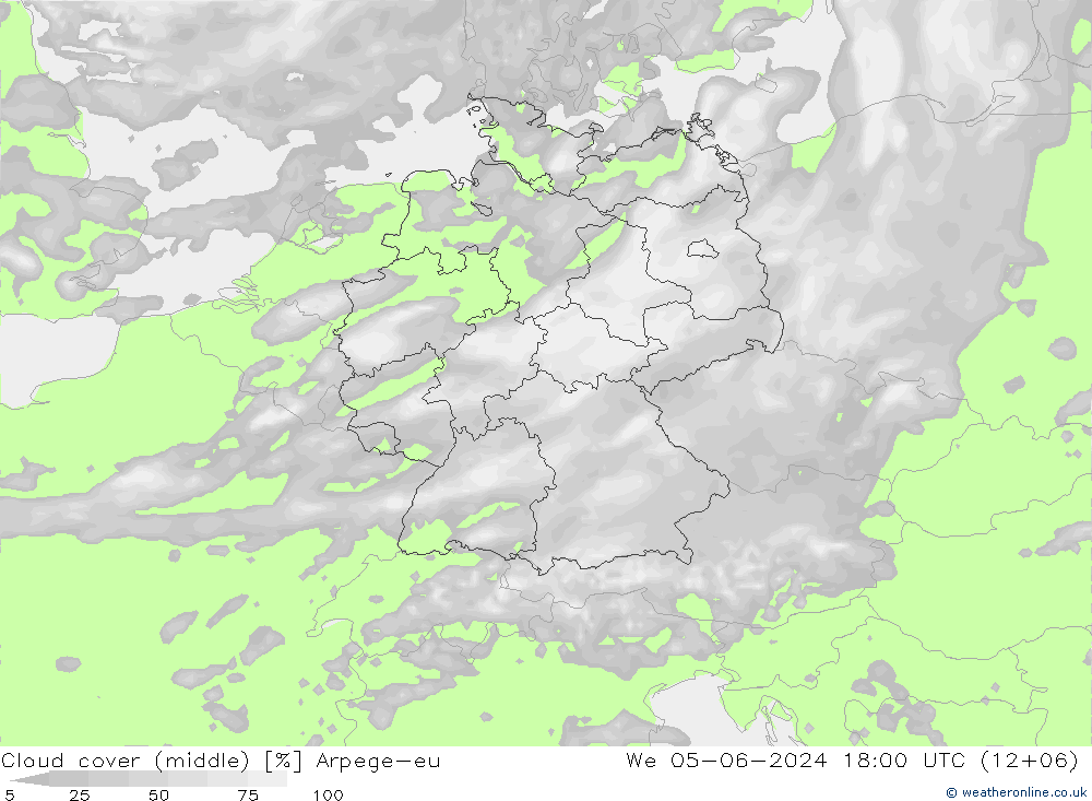 Bulutlar (orta) Arpege-eu Çar 05.06.2024 18 UTC