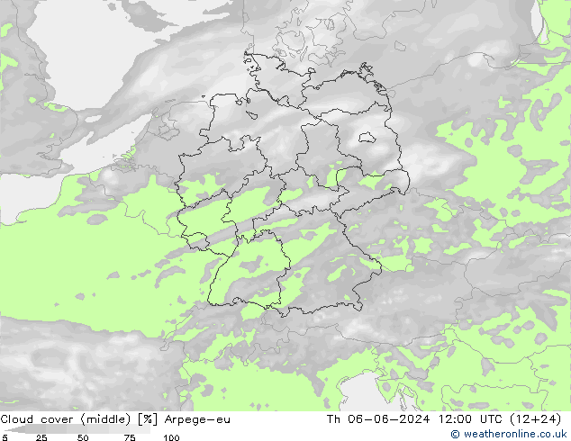 Wolken (mittel) Arpege-eu Do 06.06.2024 12 UTC