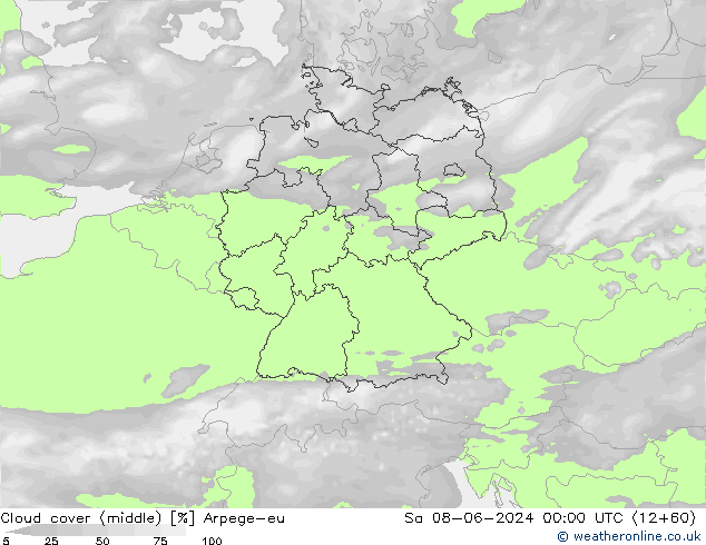 nuvens (médio) Arpege-eu Sáb 08.06.2024 00 UTC