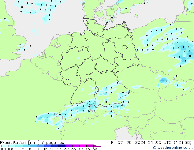 precipitação Arpege-eu Sex 07.06.2024 00 UTC