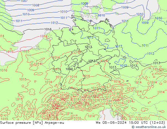 Surface pressure Arpege-eu We 05.06.2024 15 UTC