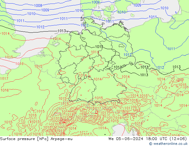 Yer basıncı Arpege-eu Çar 05.06.2024 18 UTC