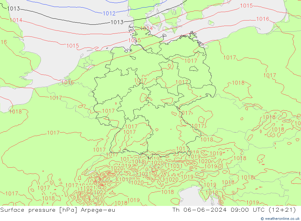 ciśnienie Arpege-eu czw. 06.06.2024 09 UTC