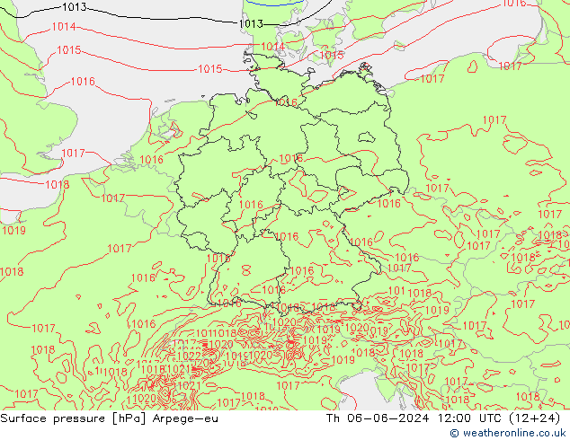 Bodendruck Arpege-eu Do 06.06.2024 12 UTC