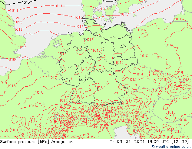 Luchtdruk (Grond) Arpege-eu do 06.06.2024 18 UTC