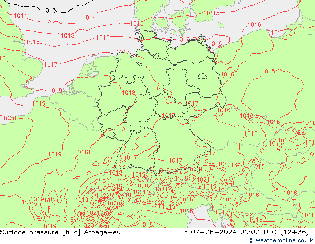 Surface pressure Arpege-eu Fr 07.06.2024 00 UTC