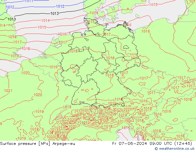 приземное давление Arpege-eu пт 07.06.2024 09 UTC