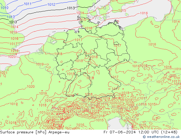 Surface pressure Arpege-eu Fr 07.06.2024 12 UTC