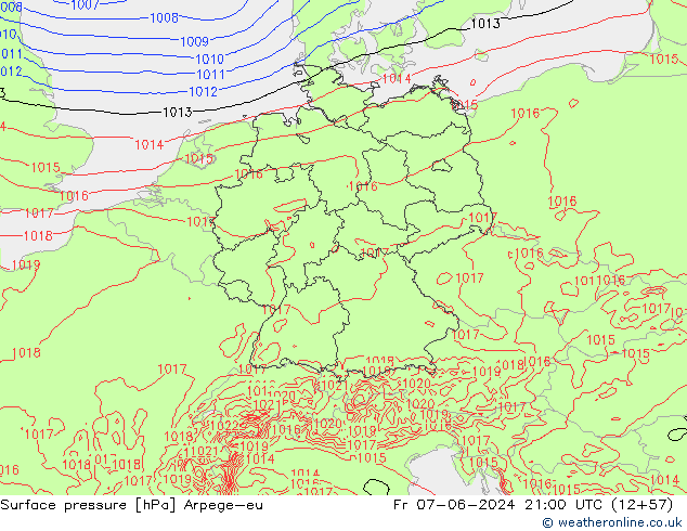 приземное давление Arpege-eu пт 07.06.2024 21 UTC