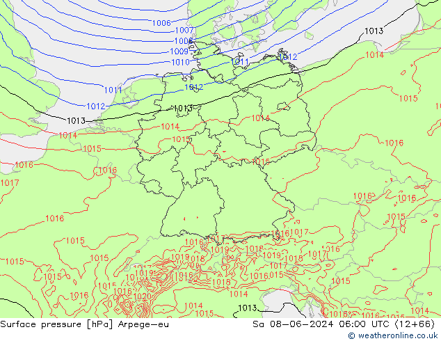 Luchtdruk (Grond) Arpege-eu za 08.06.2024 06 UTC