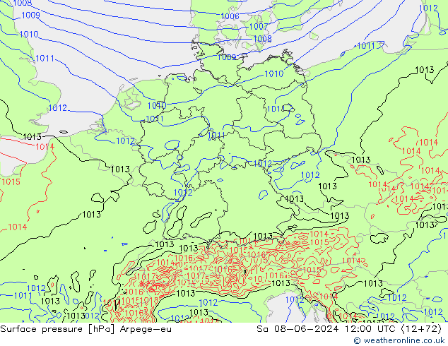 pression de l'air Arpege-eu sam 08.06.2024 12 UTC