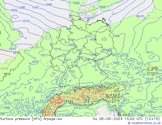 Luchtdruk (Grond) Arpege-eu za 08.06.2024 15 UTC