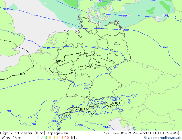 Izotacha Arpege-eu nie. 09.06.2024 06 UTC