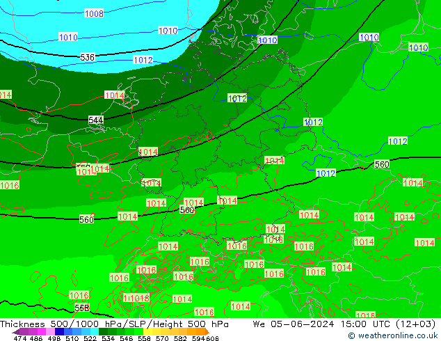 Thck 500-1000hPa Arpege-eu St 05.06.2024 15 UTC