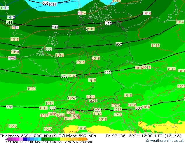 Thck 500-1000hPa Arpege-eu ven 07.06.2024 12 UTC