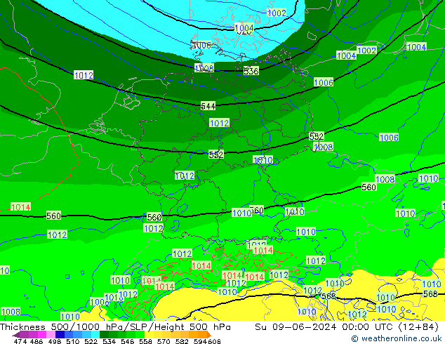 Thck 500-1000hPa Arpege-eu nie. 09.06.2024 00 UTC