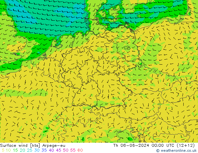 Wind 10 m Arpege-eu do 06.06.2024 00 UTC