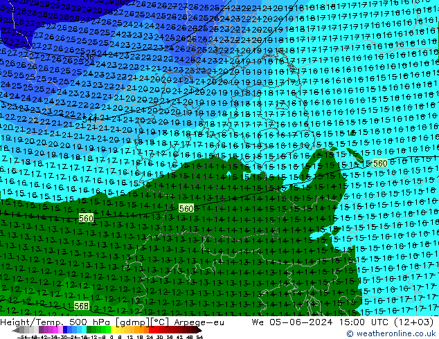 Height/Temp. 500 гПа Arpege-eu ср 05.06.2024 15 UTC