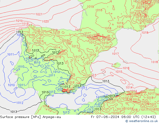 Surface pressure Arpege-eu Fr 07.06.2024 06 UTC