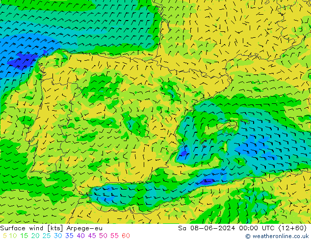 ветер 10 m Arpege-eu сб 08.06.2024 00 UTC