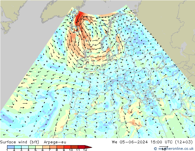  10 m (bft) Arpege-eu  05.06.2024 15 UTC