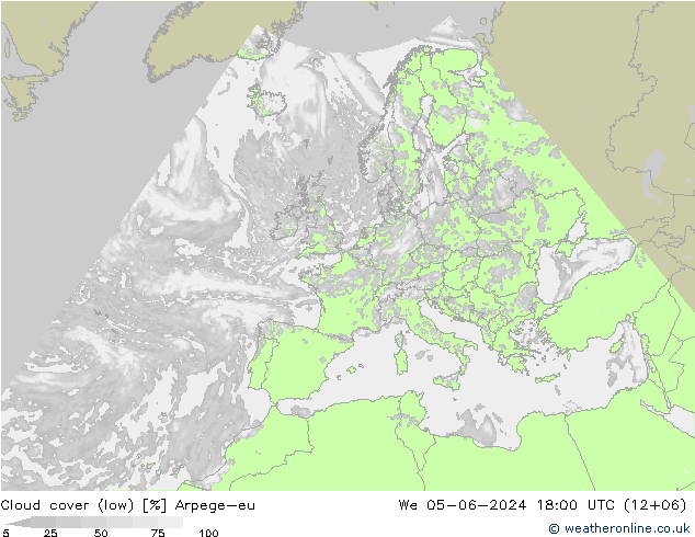 облака (низкий) Arpege-eu ср 05.06.2024 18 UTC
