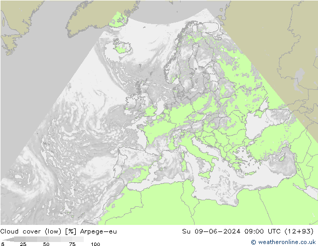 Wolken (tief) Arpege-eu So 09.06.2024 09 UTC