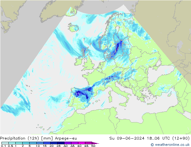 Nied. akkumuliert (12Std) Arpege-eu So 09.06.2024 06 UTC