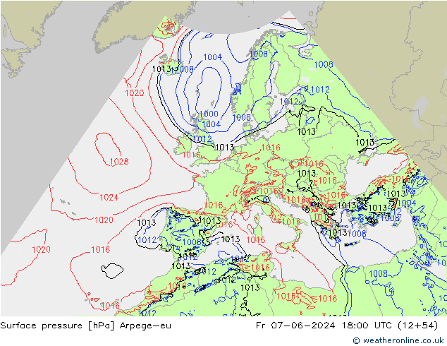 Yer basıncı Arpege-eu Cu 07.06.2024 18 UTC